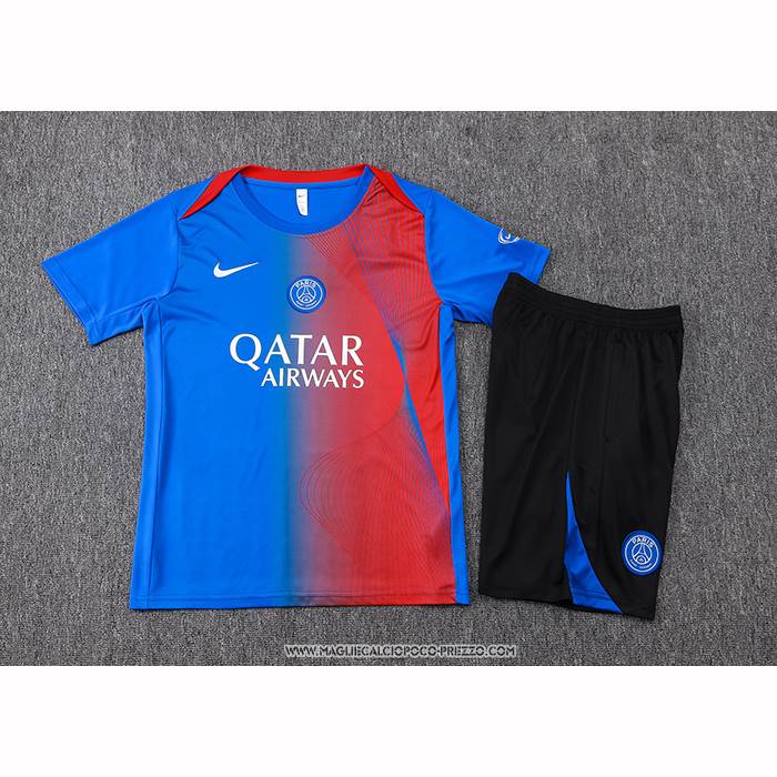 Tuta da Track Paris Saint-Germain 25/26 Manica Corta Blu Rosso - Pantaloncini